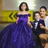 Purple Princess Off Shoulder Tail Dress, Birthday Party Gown