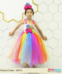 Rainbow Birthday Party Tutu Dress - Candyland Tutu Costume toddler baby girl - Colorful tutu Dress