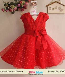 red kids party dress