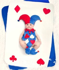 Exclusive Red and Blue Playing Card Theme Infant Prop for Indian Babies