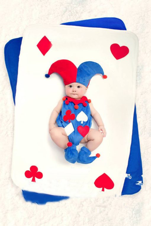 Exclusive Red and Blue Playing Card Theme Infant Prop for Indian Babies