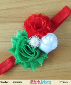 Red and Green Flower Hair Band for Cute Girls