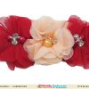 Shop Online Designer Red and Peach Floral Hair Band for Infant Girls in India