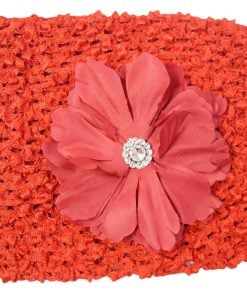 Little Princess Stretchable Red Crochet Flower Girl Hair Band