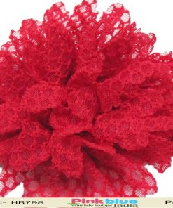 Exquisite Red Crochet Headband with Designer Net Flower for Toddlers