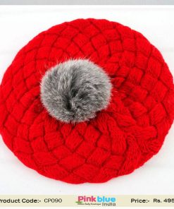red infant woolen cap