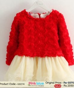 kids special occasion winter dress Red Floral