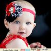 Red Hair Band for Toddlers in India With Three Flowers and Diamond Embellishment