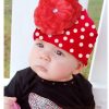 Designer Red Hat for Infant Baby Girls with White Dots and Flower in India
