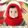 Red Knitted Newborn Baby Hat with White Fur for Indian Infants