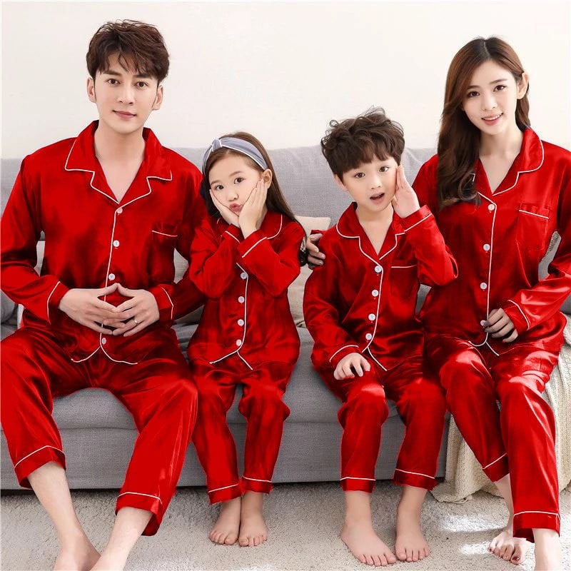 Family Night Wear, Red Matching Family Night Suits online India, Mom, Baby Pajama