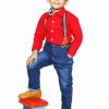 Toddler Boy Red Shirt and Blue Jeans Suspender India