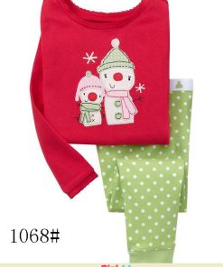 Shop Online Red Snowman Print Baby T-shirt with Olive Green Pajamas
