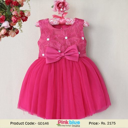 pink embroidered kids dress