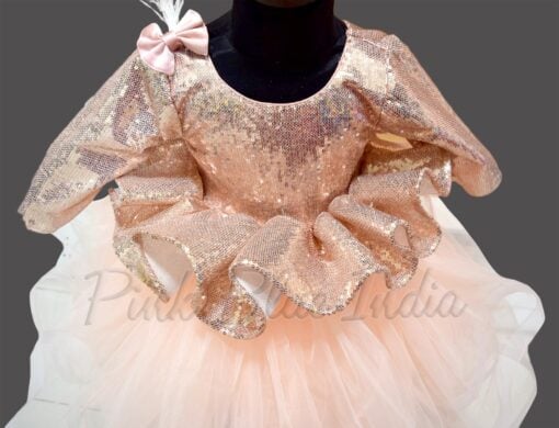 Kids Girl Rose Gold Sequin Peplum Party Dress