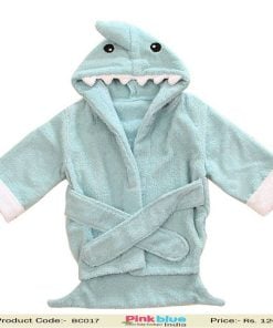 Hooded Toddler Baby Bath Towel and Washcloths Shark Aqua Green