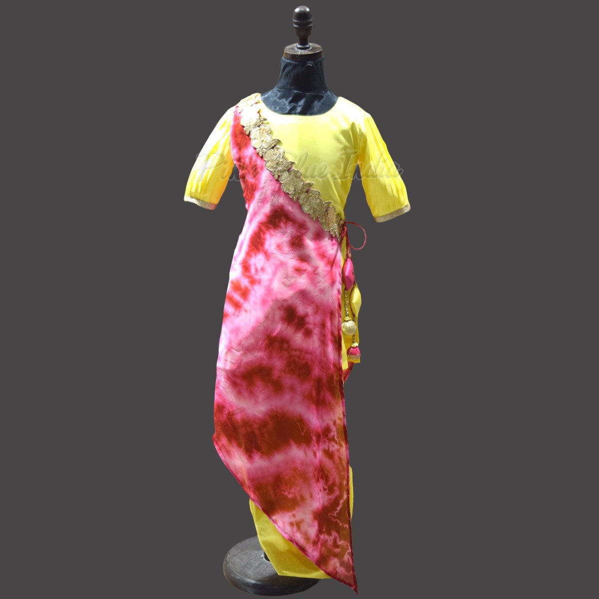 Shibori Print Jacket Dress, Yellow Kurta, Salwar Ethnic wear