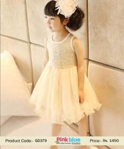 Apricot Baby Girls Special Occasion Dress - Kids Partywear Outfit