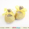 Gorgeous Shimmery Yellow Party Shoes For Toddler Girls with Ribbon Bow