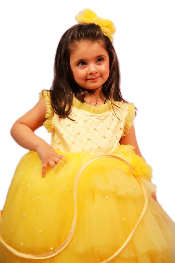 Glorious Yellow Layered Dress – babiesfrock