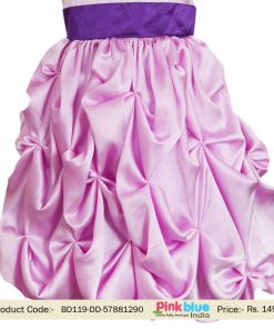 Little Girl Princess Satin Wedding Partywear Dress Purple