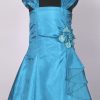 Childrens Party Blue Designer Silk Flower Girl Dress India