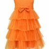 Kids Girl Orange Sleeveless Long Partywear Dress – Childrens Wear Online