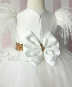 Little Girl Luxury White Gold Party Dress - Gold Sequin Dress
