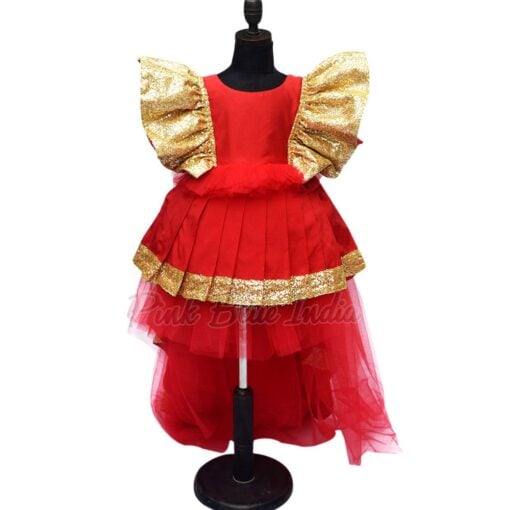 Luxury Red and Gold Sequin Dress – Baby Birthday Outfit