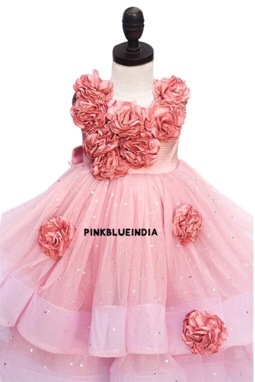 Mauve Dress in Net with Stone work– Girls Party Wear Dress