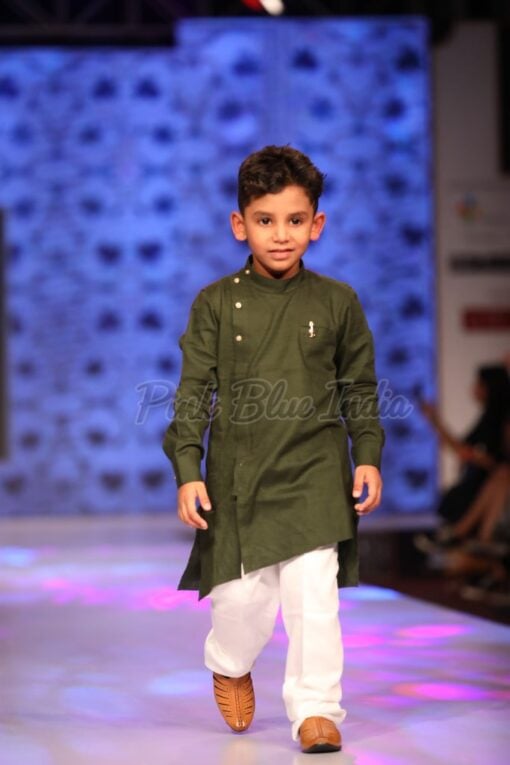 Olive Green Kurta Pajama for Kids online - Kids Party Wear