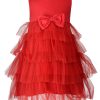 Stylish Wedding and Birthday Dress Red Net & Crepe Frock Online