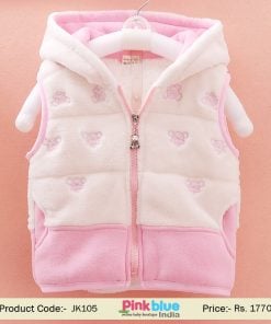 Baby Girl Half Sleeve Winter Jacket, Hooded Kids Sleeveless Vest, warm Jacket