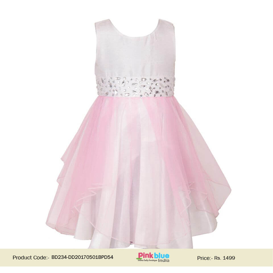 Shop Children Pink Silk Birthday Dress Baby Girl Outfit