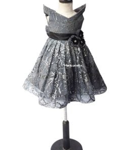 Buy Silver & Gray Flower Girl Dress, Girls Birthday Party Dress Online India