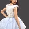 Silver Detachable Tail Birthday Party Wear Girls Gown