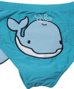 Baby Boy Swimsuit Sky Blue Whale Fish Infant Boy Swimwear