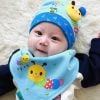 Cute Sky Blue Caterpillar Newborn Kids Cap With Matching Toddler Muffler