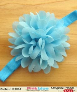 Sky Blue Fashionable Hair Band for Baby Girl with a Big Flower