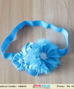 Stretchable Sky Blue Flower Headband for Kids