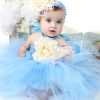 Baby Girls First Birthday Flower Tutu Dress Outfits Sky Blue