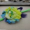 Sleek Green Hair Band with Blue and Yellow Printed Flower for Newborn Princess