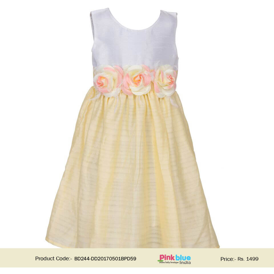 Little Girl Sleeveless Flower Crepe Dress Shop Online India
