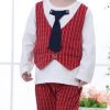 Smart Boys T-shirt Tie with Attached Waistcoat and Red Trouser