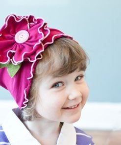 Cute and Smart Dark Pink Summer Cap with Flower and Leaf