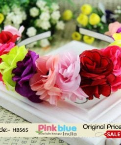 Smart Floral Hair Band in Rainbow Color Rose Flowers for Newborn Princess