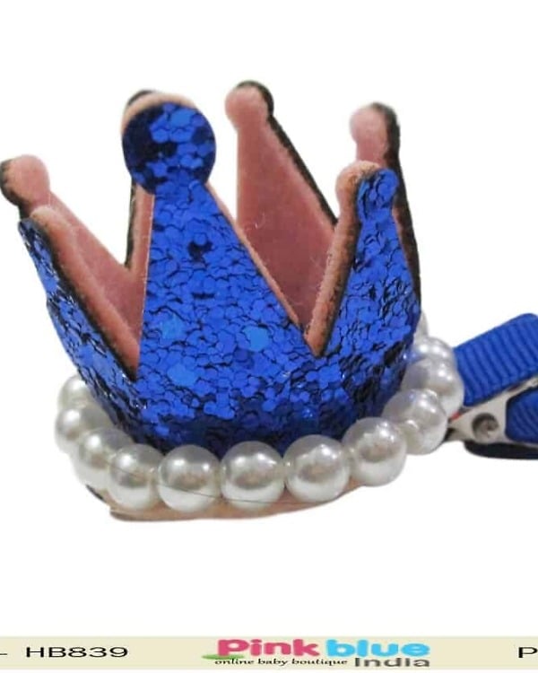Baby Sparkling Blue Hair Clip in Crown Shape