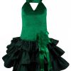 Baby Girl Knee Length Velvet Special Occasion Dress Green