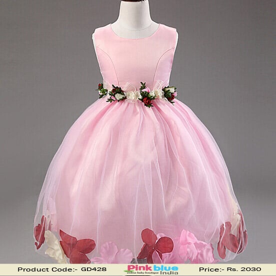 pink princess floral party dress