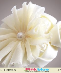 Stretchable Off White Flower Hair Band for Indian Toddlers